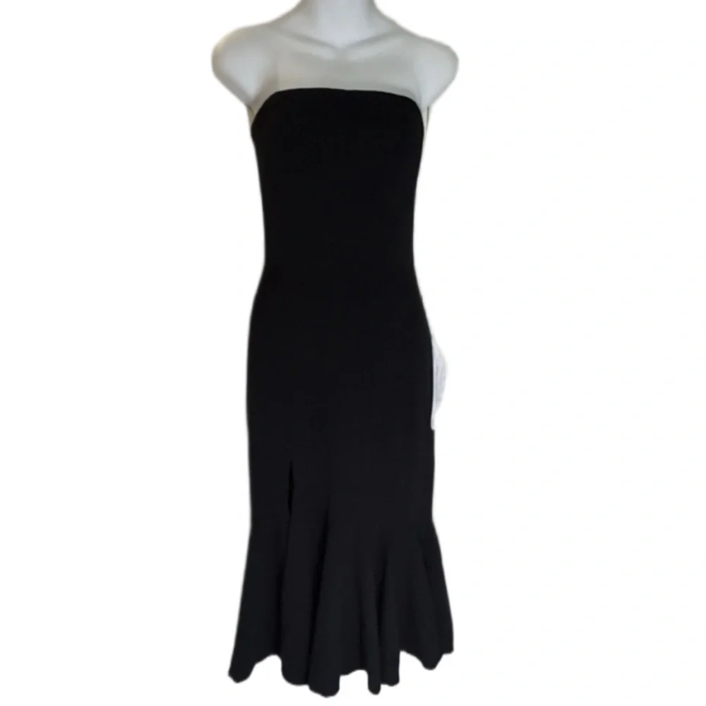 NWT DRESS THE POPULATION | Madison Strapless Midi Dress Gown Prom Formal Black